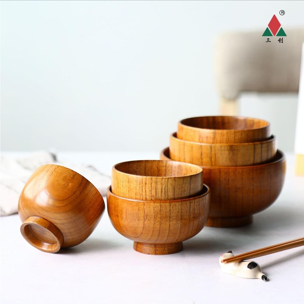 Sanchuang Bowl Household Japanese Tableware, Thickened Anti-scalding Instant Noodles, Chinese Wooden Bowl Large Soup Bowl