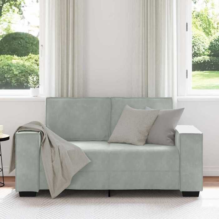 VidaXL 2-seater Sofa Light Grey 120 Cm Velvet, Sofa, Two-seater Sofa, 2-seater Sofa In Velvet, Layer, Sofa 4105010