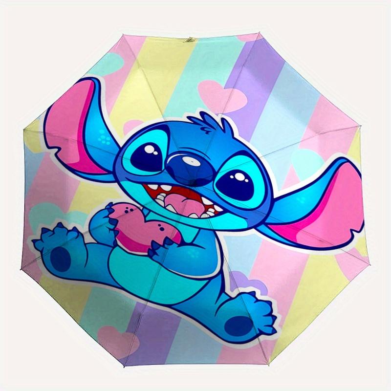 1pc Stitch,Heart Automatic Folding Umbrella: Compact 8-Bone Design Cartoon Outdoor Travel Companion, Business Umbrella, Christmas Valentine'