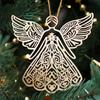 Wooden Angel Christmas Ornaments Rustic Angel Hanging Ornament with Hollow Design for Winter Xmas