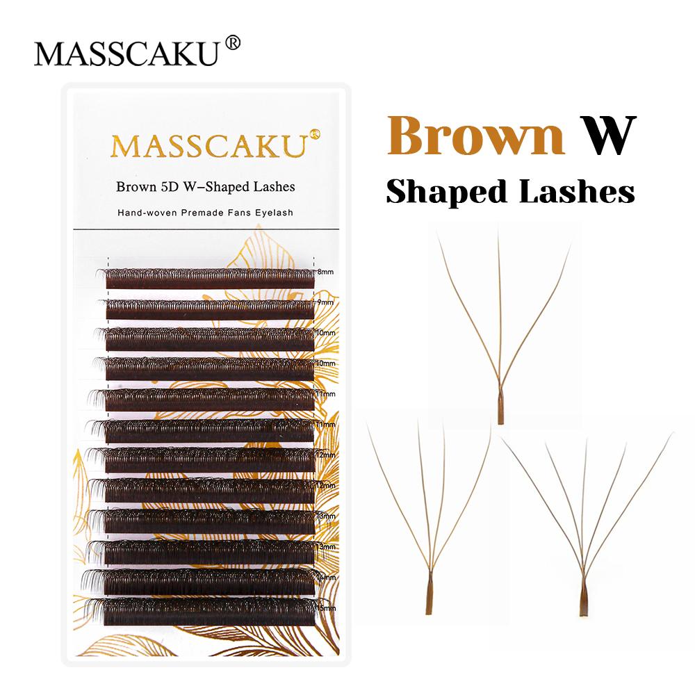 New Generation 3D 4D 5D Brown W Eyelash Extensions Mixed Length Premium Synthetic Hair Weave Clover Marrom Lashes from MASSCAKU