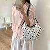 Street Cute Polka Dot Bag Versatile Large Capacity Commuter Tote Bag Casual Cotton Commuter Shoulder Bag