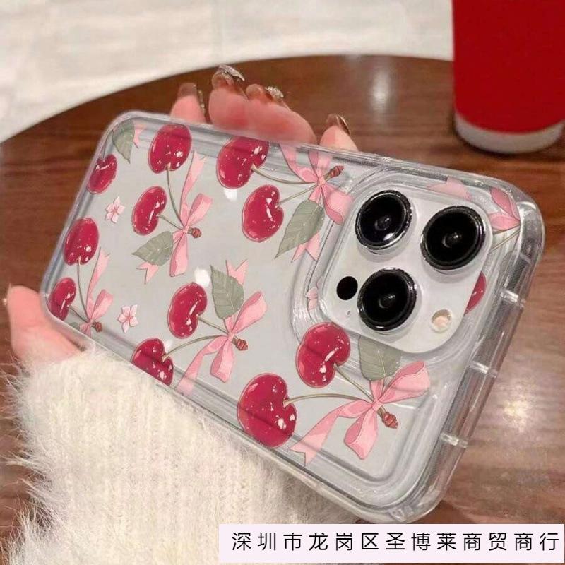 Кристальная Вишня подходит для чехла на мобильный телефон Apple 16plus iphone15promax прозрачный 14 с подушкой безопасности 13 Европа и Америка 12