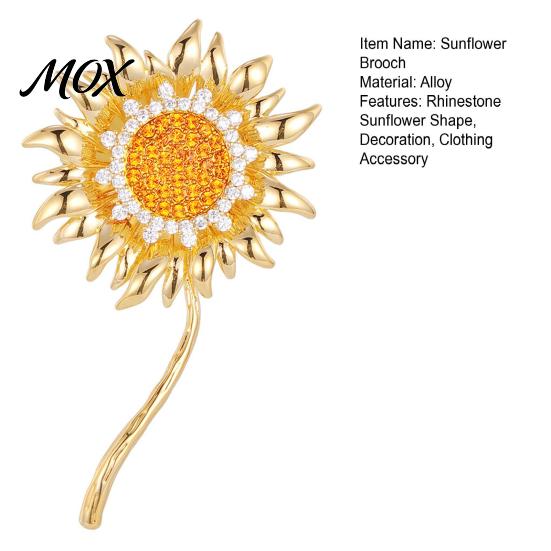 Everyday Wear Brooch Rhinestone Sunflower Pin for Women, Golden Flower Lapel Suit Long-lasting Dress Scarf Hat Bag Decoration, Clothing Accessory Gift