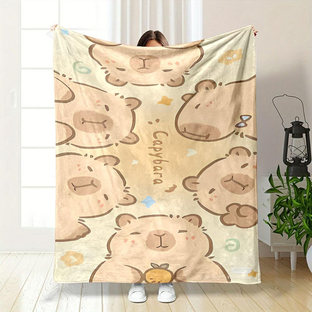 Cute Capybara Patterned Cozy Blanket bedroom Blanket for Livingroom Couch lunch break Soft throw for Friend's festival Gift
