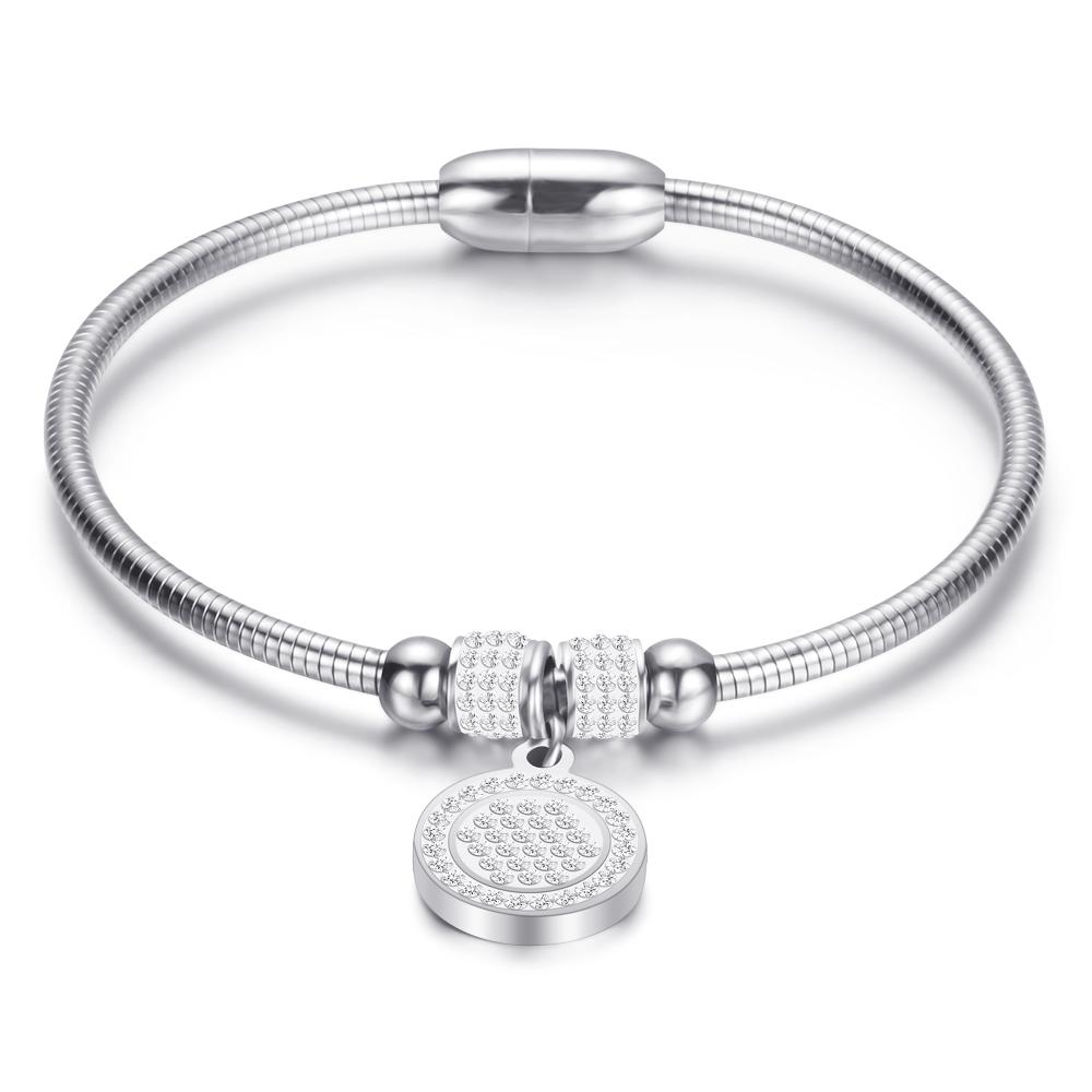 Women's Crystal Bead Bracelet Snake Chain Strap Pendant Stainless Steel Bracelet Women's Wedding Jewelry