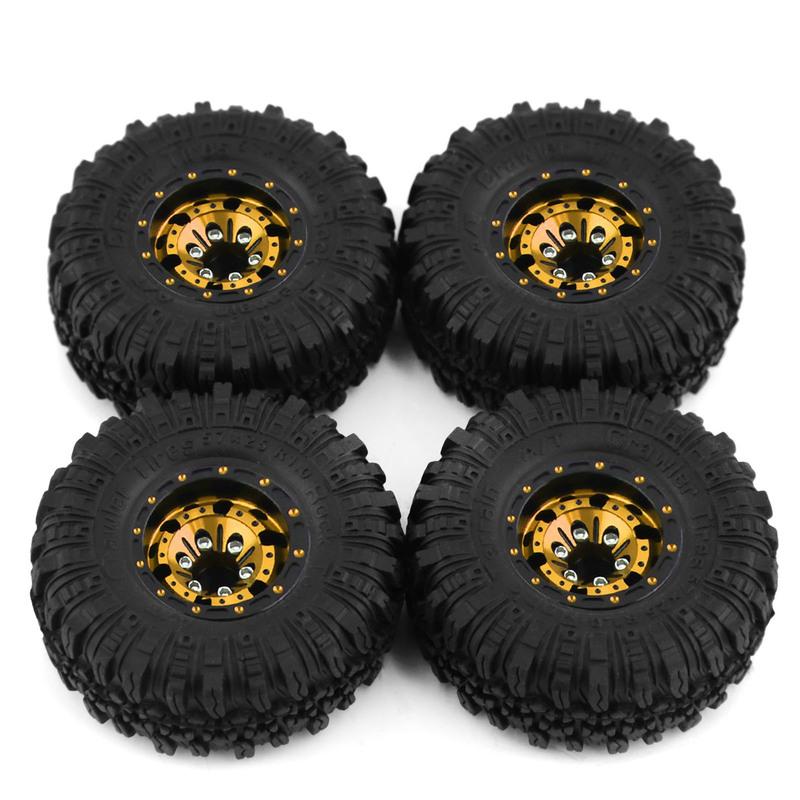 4pcs scx24 beadlock wheels scx24 tires 1.0 beadlock wheels 1.0 crawler trx4m tires 1/18 1/24 RC Crawler Car Axial AX24 FMS FCX2