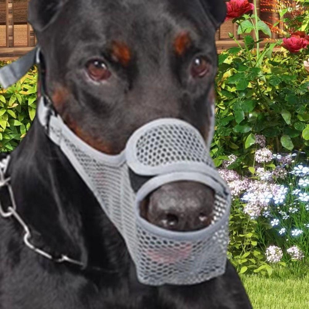 Anti-Bite Dog Mouth Cover Adjustable Strap Pet Mouth Mask Soft Mesh Dog Muzzle Family Use