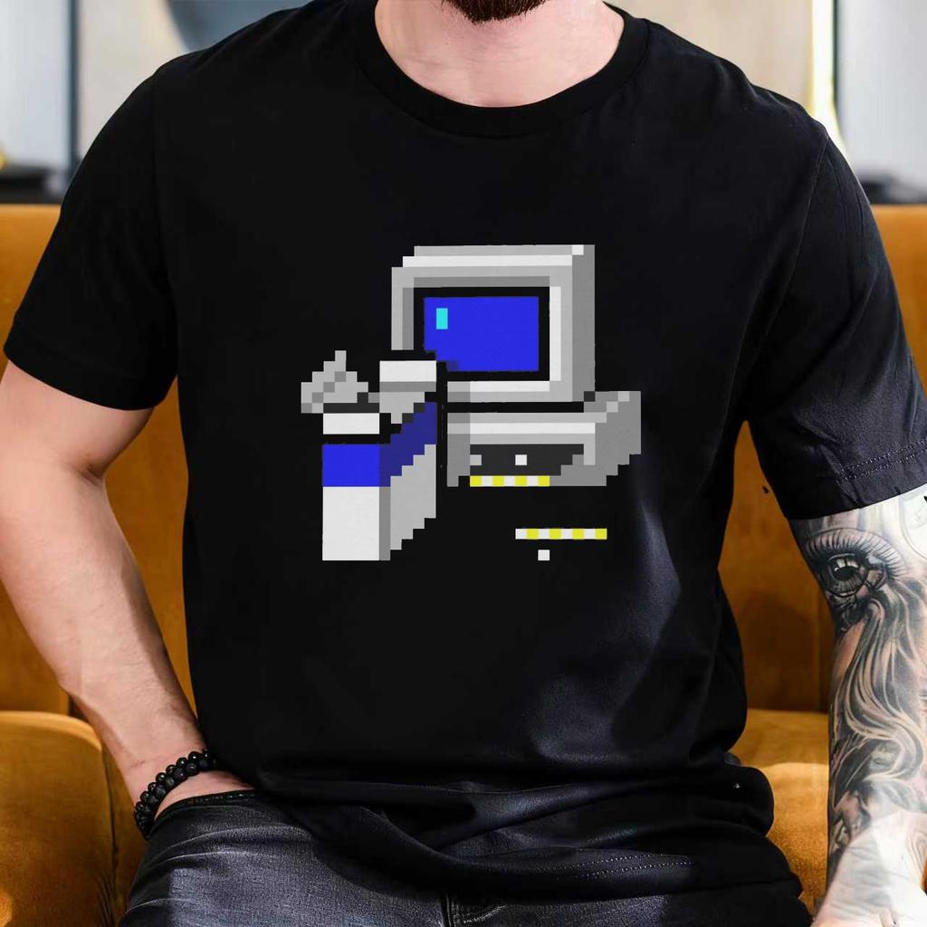 Лето 2025 Установите Windows 95 Сейчас 100% Хлопок Печатная Футболка для Мужчин Хиппи Короткий Рукав Y2K Ретро Одежда Дышащая