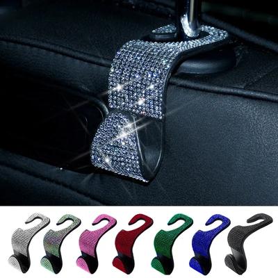 Bling Diamond Крючок для спинки сиденья автомобиля Стразы Вешалка Универсальный держатель для хранения на подголовник автомобиля Аксессуары для интерьера