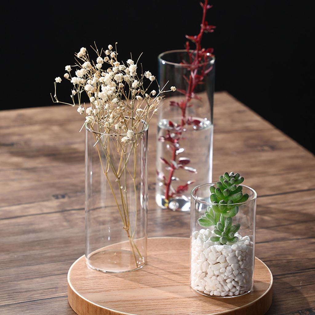 Transparent Glass Hydroponic Vase Modern Small Cylinder Flower Centerpiece Vases Use for Floral Wedding Home Decoration