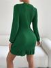 Round Neck Knitting Dress Waist Hugging Elegant Dress for Women Long Sleeve Solid Color Loose Dresses Causal Lotus Leaf Edge Dress