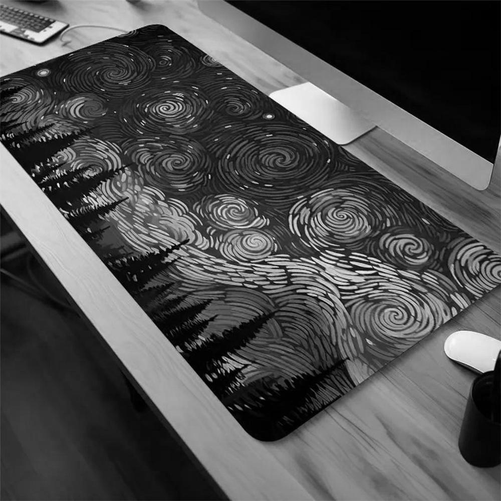 Starry Night Forest Game MousePad Non-slip Rubber Base Desk Mat Suitable for Home Office and Gaming Suitable for Desk Mouse Mat