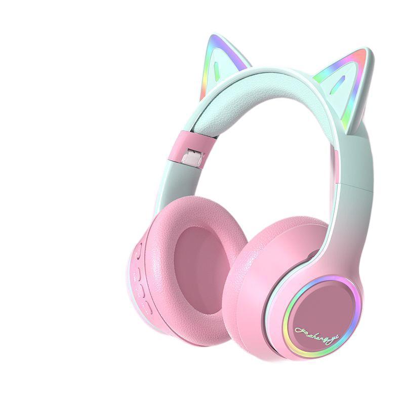 Беспроводная Bluetooth игровая гарнитура с кошачьими ушками и шумоподавлением для ноутбуков и мобильных устройств