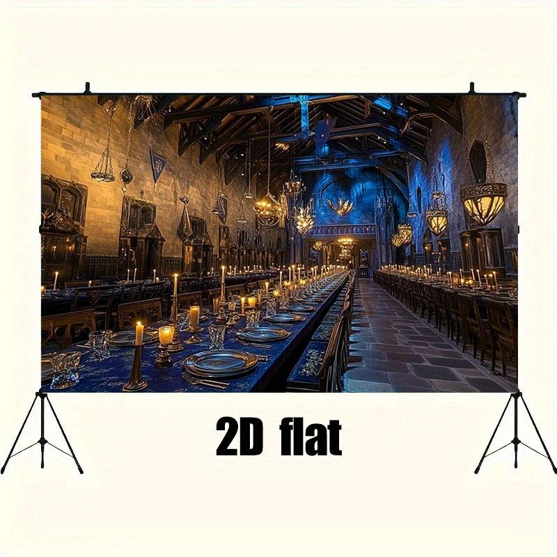 1 piece of magical medieval banquet hall background cloth -2D phantom magic suitable for Halloween and fairy tale weddings