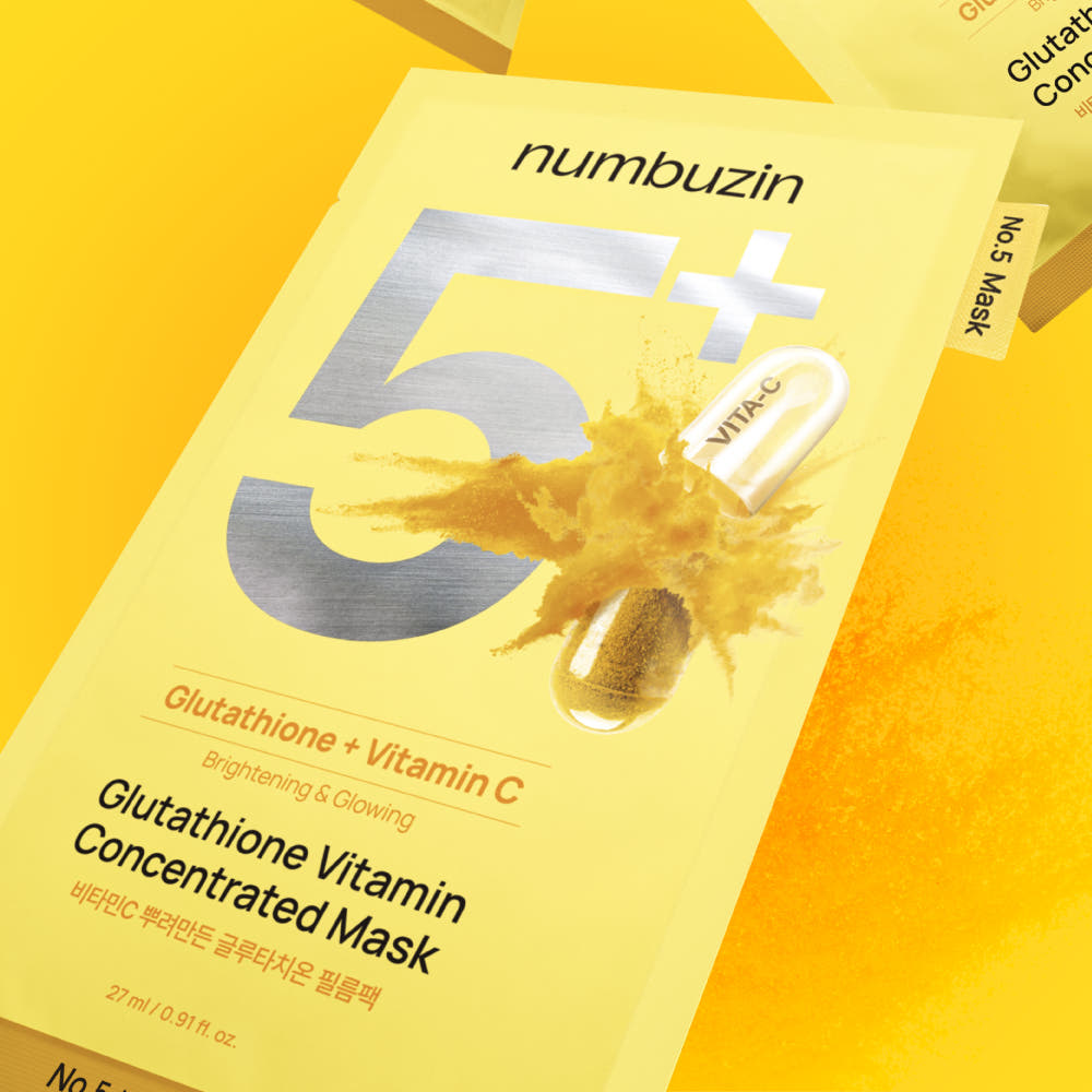 numbuzin No.5 Vitamin C Glutathione Film Mask 10 Sheets Korean Brightening Dark Spot & Glow Care