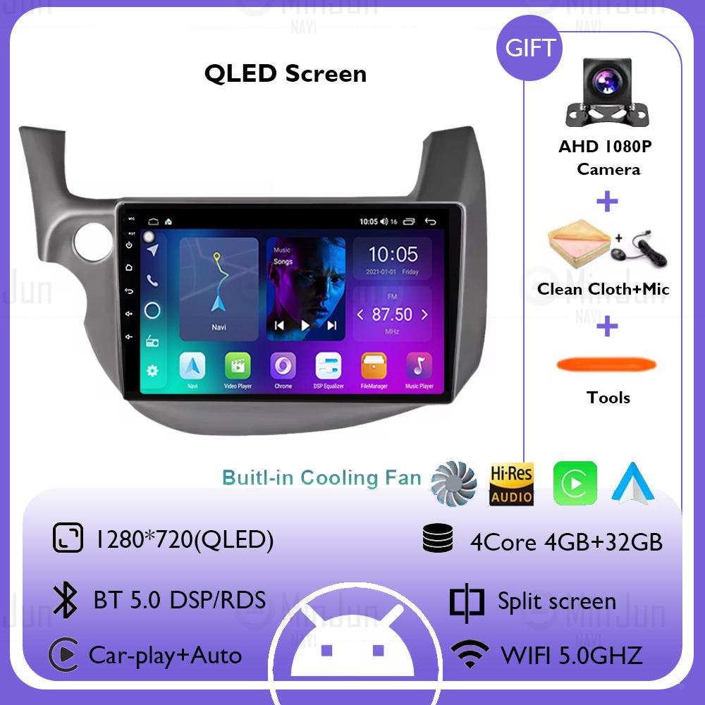 Android 14 Автомобильный Радиоприемник Стерео Для Honda Jazz Fit 2007-2013 Левый руль Мультимедиа Видео Плеер Carplay Auto GPS Навигация