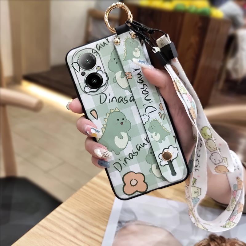 Kickstand Phone Holder Phone Case For Realme C67 4G Cartoon Durable Wrist Strap Waterproof Protective Fashion Design