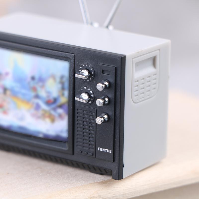 Dollhouse Miniature Ornaments Mini Retro Tv Toy Ornaments