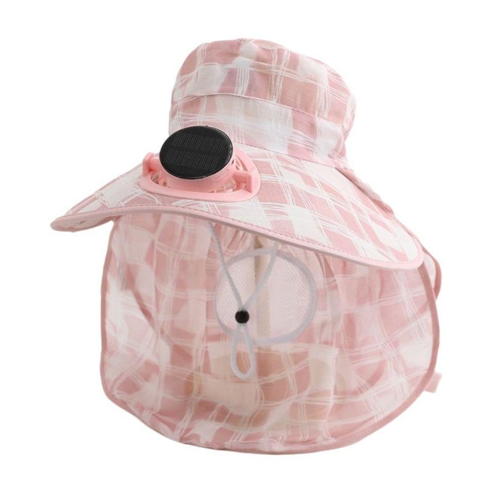 USB Charging Solar Fan Cap Anti-UV Cooling Fan Hat Women Sun Hat Fisherman Hat Summer Season