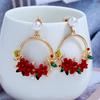 1 пара серег-подвесок, круглые, темпераментные, инкрустированные блестящими стразами, декоративные подарки с искусственным жемчугом, женские, милые серьги-гвоздики с подвеской в виде цветка