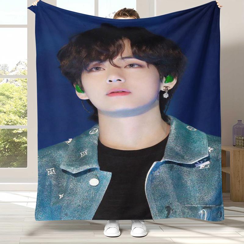 Ким Тхэ Хён V Kpop B-BTS Фланелевое одеяло, Ультрамягкий теплый плюшевый плед для дома, спальни, кровати, дивана, офиса, кемпинга, пикника
