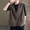Vest Women's Spring and Autumn New Style Women's Commuting Solid Color Cotton Pocket Fashionable Retro Shoulder Jacket
