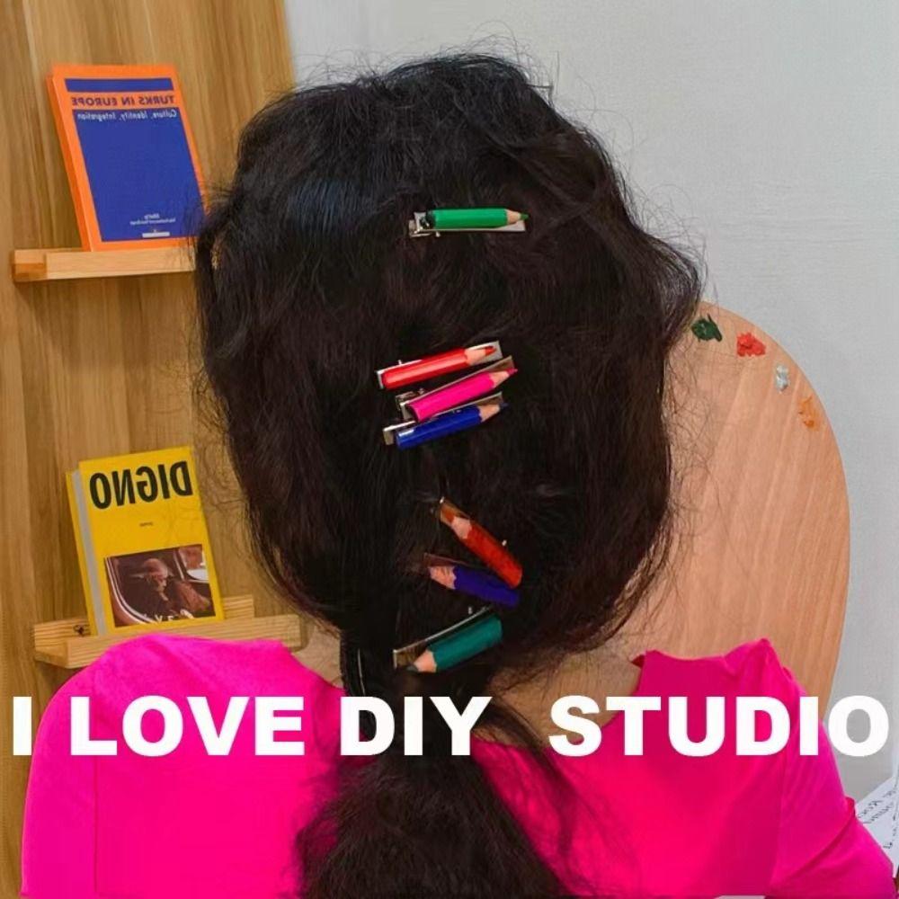 6PCS/Set Colored Hair Clip Pencil Shaped Headband Creative Barrettes  Hair Accessories