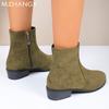 Женские ботильоны из массивной замши, зимние элегантные туфли на среднем каблуке, повседневная женская обувь 2024 года, модные туфли-лодочки для ходьбы в готическом стиле Botas Mujer
