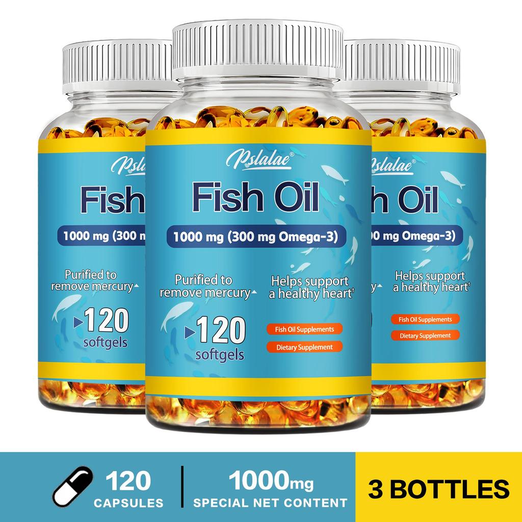Pslalae - 1000 mg Fish Oil Dietary Supplement Capsules - Heart Health