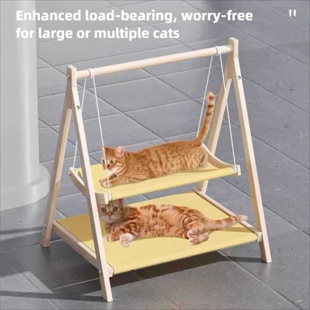 Solid Wood Cat Cradle Bed Thickened Cat Swing Hanging Bed New Cat Hammock Bed Pet Small Bed