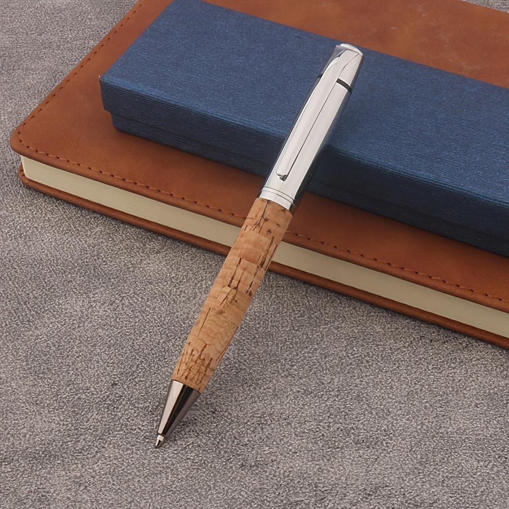 Элегантная металлическая шариковая ручка с текстурой под дерево и имитацией кожи, тонкий наконечник, вращающийся и выдвижной - идеально подходит для подписи в офисе и школе