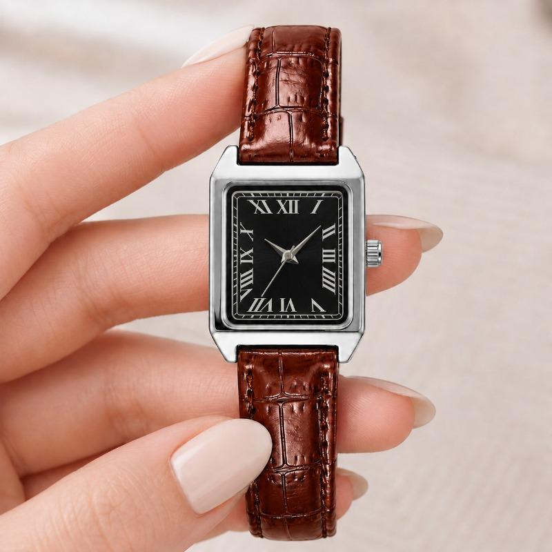 Minimalist Business Women Square Quartz Watch Classic Casual Roman Scale Dial Leather Strap Ladies Wristwatches Clock Gift Reloj