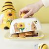 Керамическая масленка Десертная тарелка Тарелка для закусок Тортов Посуда Креативная тарелка для масла Подсолнух Пчела Домашнее украшение Керамическая посуда