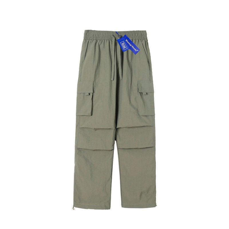 Wassup Straight-Leg Cargo Pants Loose Wide-Leg Men's 2024 New Trendy Brand Design Casual Couple Pants
