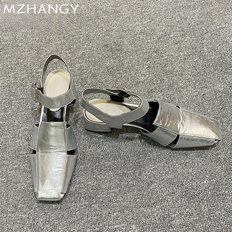 Женские босоножки с квадратным носком на среднем каблуке, дизайнерская обувь для женщин, тренд 2025 года, новые шлепанцы, осенние туфли-лодочки, удобные туфли-лодочки Mujer Zapatillas