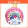 Strap Kids Double Backpack With Cartoon Rainbow Design For Education School