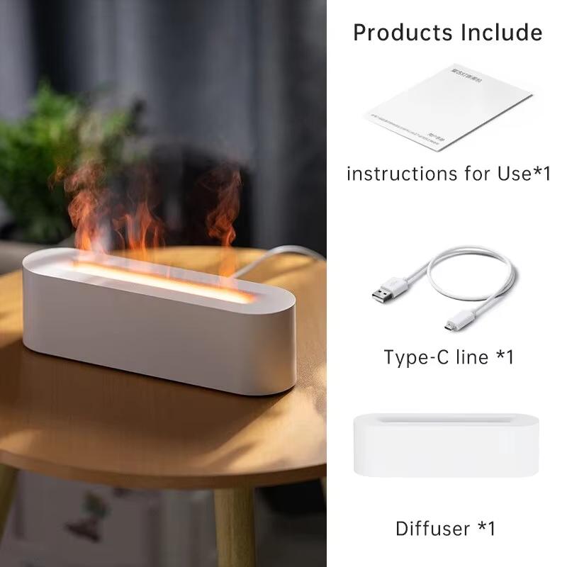 New Simulated Flame Aromatherapy Humidifier Essential Oil Aroma Diffuser Air Humidifier Portable Ultrasonic Cool Mist Diffuser