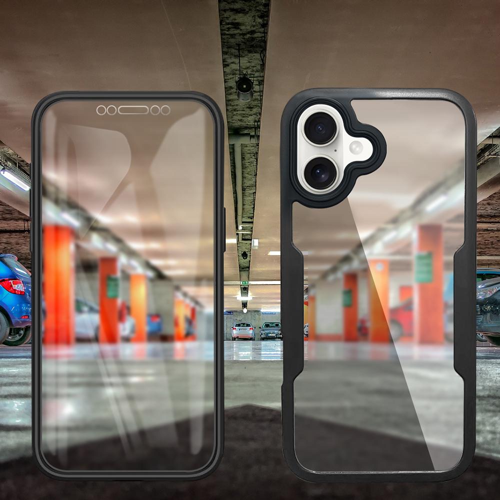 Для iPhone 16 Plus Чехол Акрил+ТПУ Прозрачный Чехол для телефона с ПЭТ Защитной пленкой для экрана