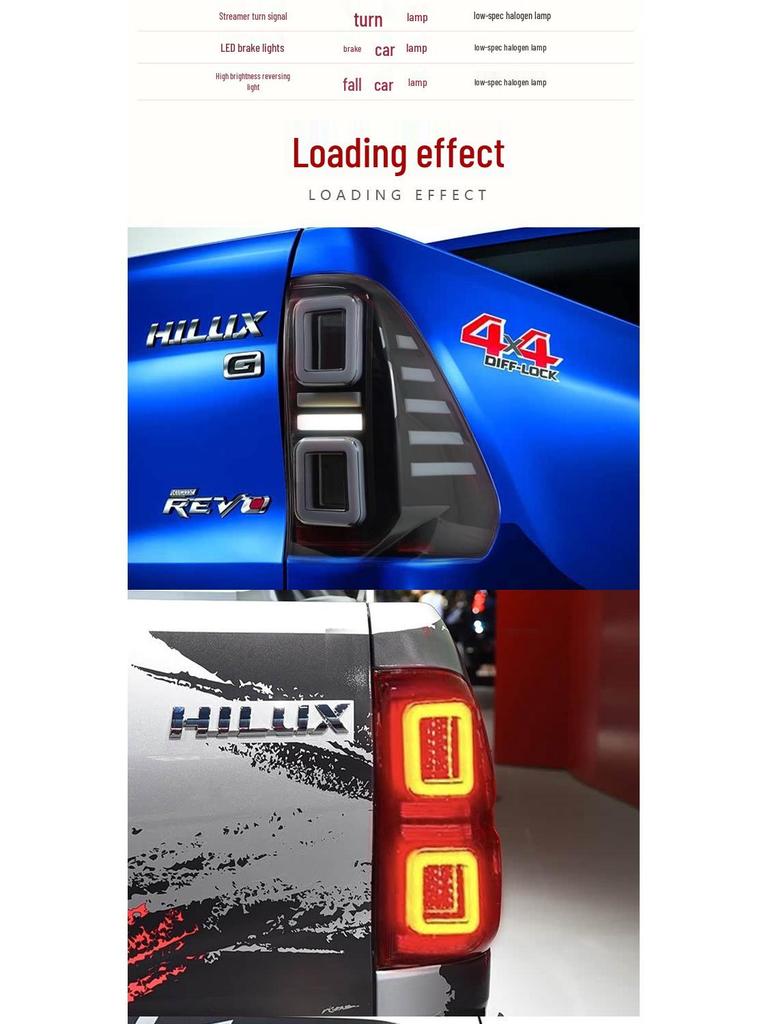 Светодиодный задний фонарь с эффектом бегущего потока для Toyota Hilux REVO 2015-2025