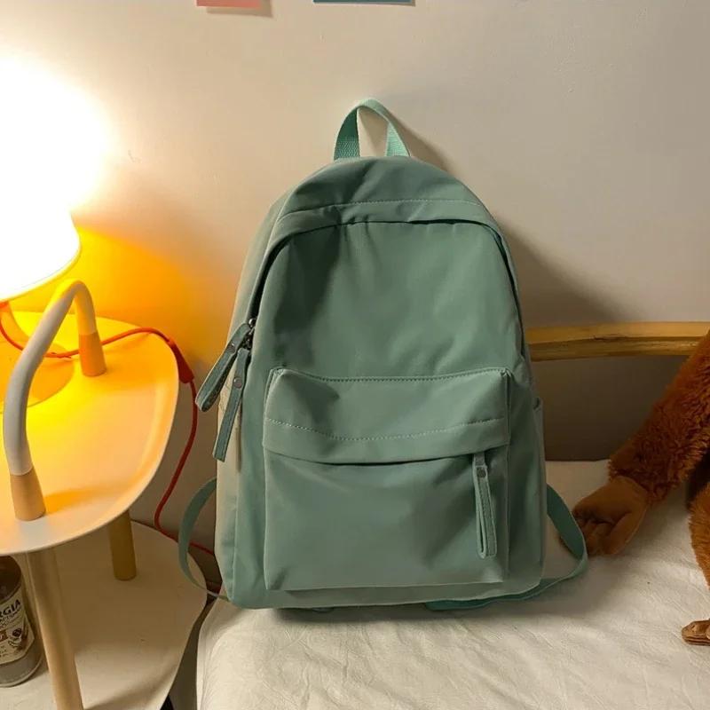 Водонепроницаемый нейлоновый рюкзак для женщин, простой однотонный рюкзак для книг, дорожный рюкзак для студенток, школьная сумка, женские наплечные сумки