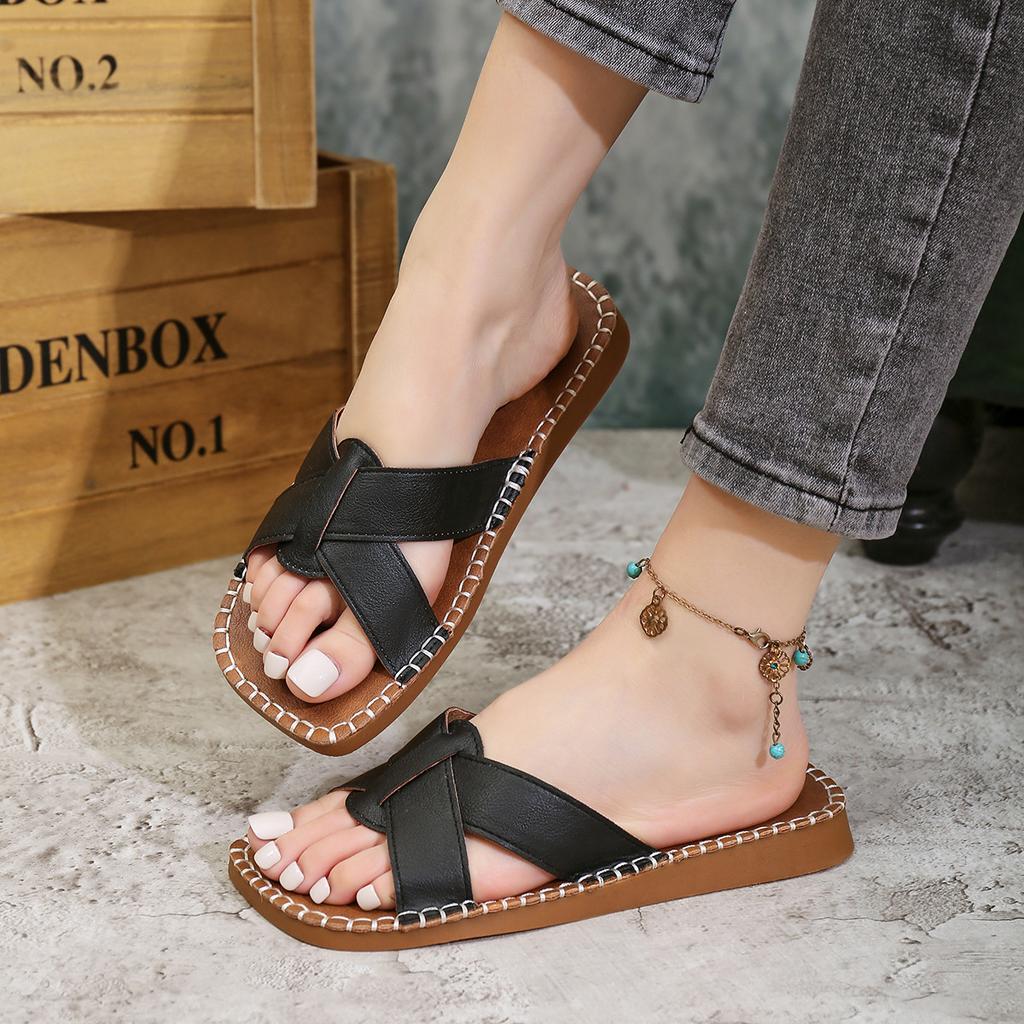 Summer New Foreign Trade Large Size Cool Slippers Fashion Cross with Beach Cool Slippers Women's Spot Cool Slippers