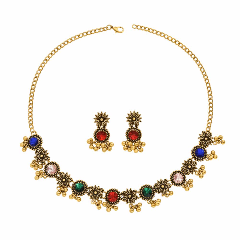 Beads Necklace Earrings Set Rhinestone Women Jewelry Set Temperament Tassel Jewelry Set Gifts