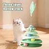 Rotating Cat Toy with 3-Tier Hollow Tracks Colorful Balls Detachable Portable Playground for Cats Interactive Cat Stick Turntable for Boredom Relief