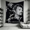 Johnny Hallyday Best Live Performances Tapestry Wallmounted Fashion Print Home Decor Background Wall Hanging Cloth Christmas Gift