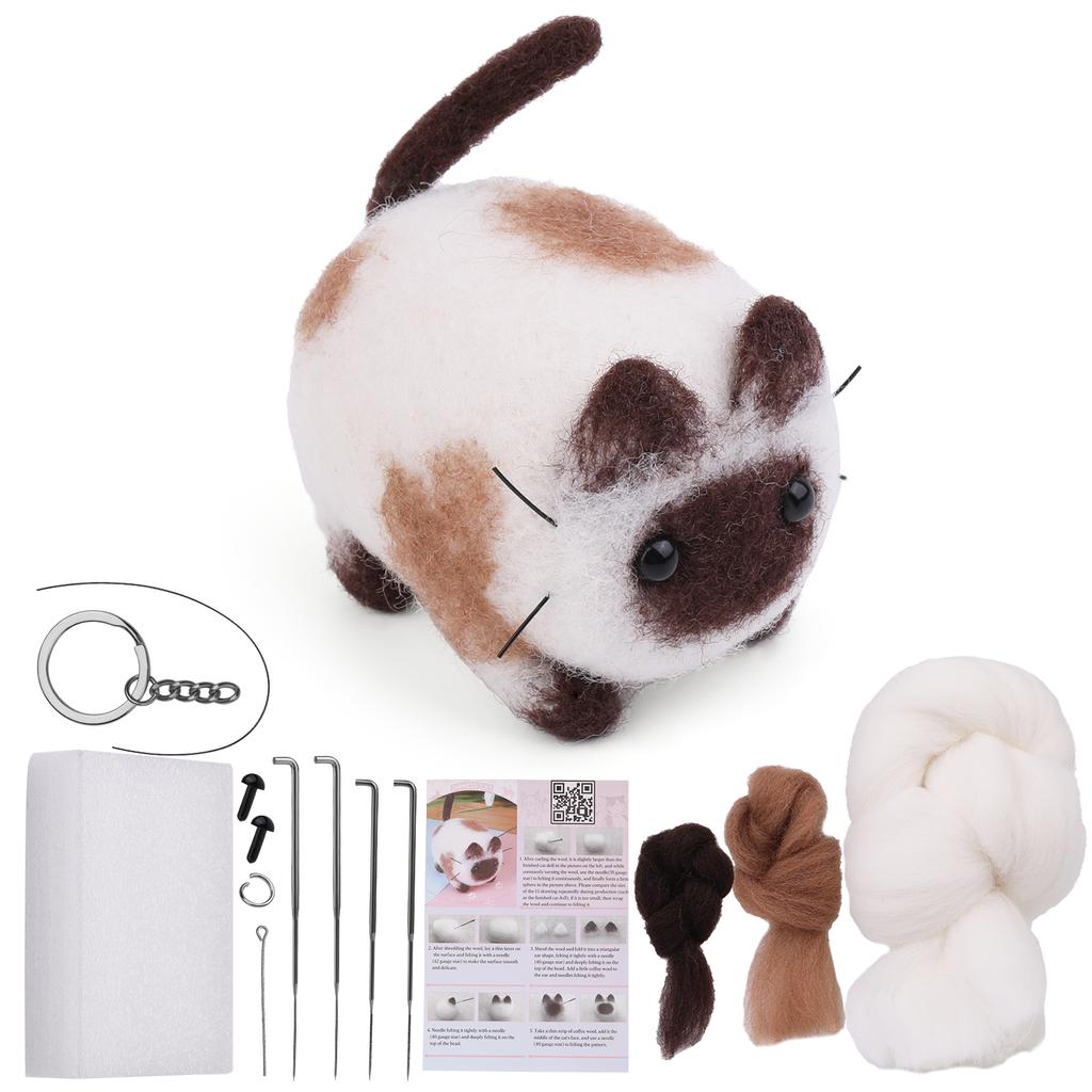 Милый комплект материалов для войлока из шерсти животных, набор для войлока с иглами для кошек и собак, набор для войлока с иглами для самостоятельной работы, незаконченный набор для самостоятельной работы с шерстяным войлоком