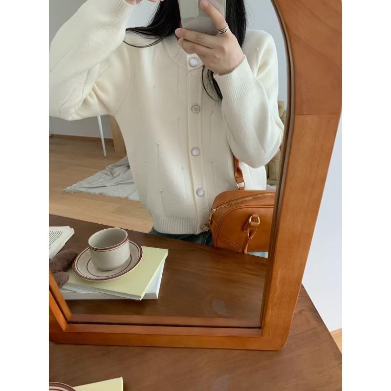 Кардиган из бисерной вязки для тяжелой промышленности, новый весенний, темпераментный, с продвинутым чувством, свободная куртка-свитер для женщин