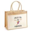 Sac de plage - PLANETEE - Jute avec poche Marathon Marathonien J'peux pas - Coton - Multicolore - Anses solides