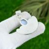 Natural Blue Lace Agate Sterling Silver Birthday Sister Ethnic Pendant Jewelry