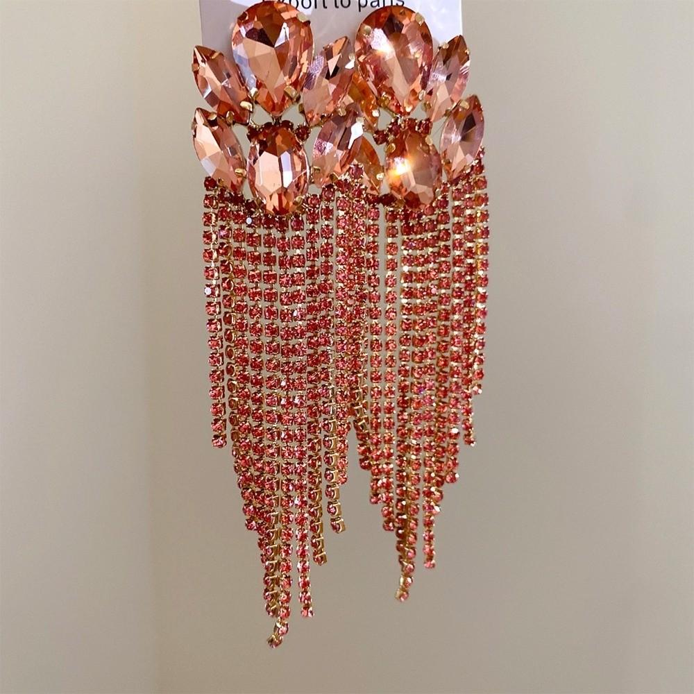 Colorful Statement Dangle Earrings Exaggerated Chain Earrings Elegant Ear Accessory Dressy Outfits